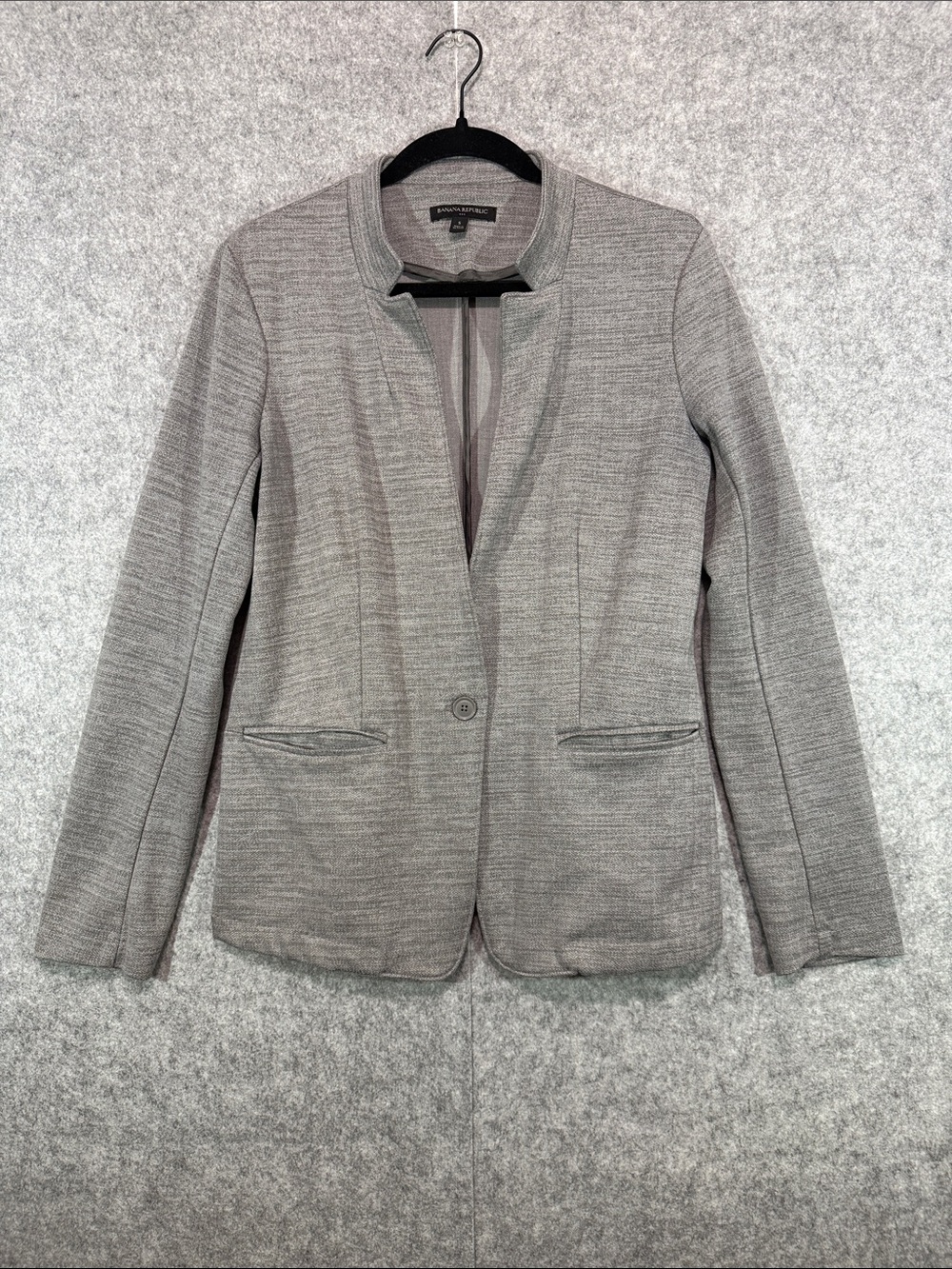 Banana Republic Blazer - Womens S - Light Heather Gray Collarless Single-Button